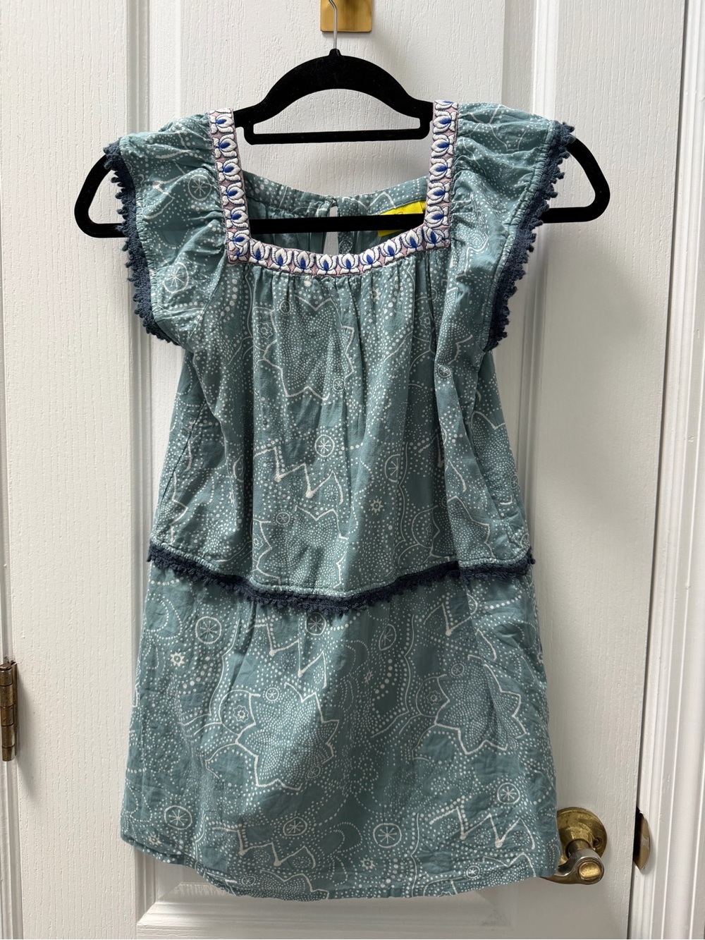 Roller Rabbit Teal Patterned Flutter-Sleeve Dress size 8